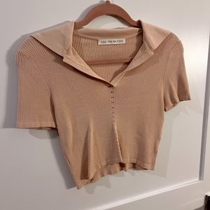 Nude collared crop top size XS